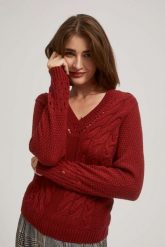 Sweter z ażurowymi rękawami. Swetry MOODO, l, w ażurowe wzory, bez ramiączek. W wyprzedaży za 43.99 zł.