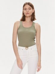 Pinko Top 100807 A0PU Khaki Slim Fit. Brązowe topy Pinko, xl, bez wzorów, z bawełny, bez kołnierzyka, bez ramiączek. Za 199.99 zł.