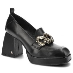 Czarne Półbuty Carinii Eleganckie Skórzane Buty Damskie. Czarne półbuty wsuwane Carinii, bez wzorów, ze skóry, eleganckie, bez obcasa, na obcasie. Za 369.00 zł.