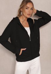 Czarna Bluza Rozpinana z Bawełny z Kapturem Telisienna. Czarne bluzy Renee, l, z aplikacjami, z bawełny, sportowe, bez ramiączek, z kapturem. W wyprzedaży za 39.99 zł.