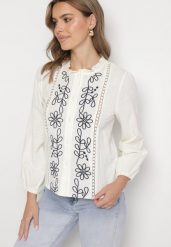 Beżowa Koszula z Bawełną i Wiskozą Ozdobiona Haftem Nalaviris. Brązowe koszule Born2be, l, z aplikacjami, z bawełny, eleganckie, bez kołnierzyka, bez ramiączek. W wyprzedaży za 101.99 zł.