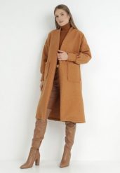 Brązowy Płaszcz Boucle Niezapinany Zopho. Brązowe płaszcze Born2be, s, bez wzorów, z jeansu, eleganckie, bez kaptura. W wyprzedaży za 118.99 zł.