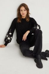 Answear Lab sweter z wełną damski kolor czarny lekki. Czarne swetry Answear Lab, m, bez wzorów, z wełny, bez ramiączek. Za 219.99 zł.