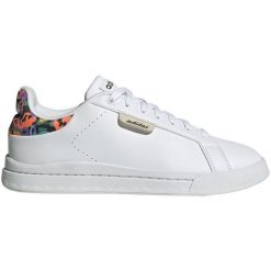 Buty adidas Court Silk W GZ9687 białe. Białe buty treningowe bez wzorów, z gumy, bez zapięcia. Za 398.42 zł.