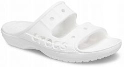 Klapki Dla Dorosłych Crocs Baya Sandal. Białe klapki Crocs, bez wzorów, z materiału, bez obcasa, bez zapięcia. Za 119.99 zł.