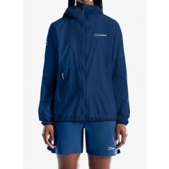 Kurtka przeciwwiatrowa damska Berghaus Pendower Wind Jkt Af. Niebieskie kurtki przejściowe sportowe Berghaus, bez wzorów, z softshellu, bez kaptura, trekkingowe. Za 478.49 zł.