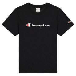 T-shirt Damski Markowy Rękaw. Czarne t-shirty Champion, bez wzorów, sportowe, bez kołnierzyka, bez ramiączek. Za 143.99 zł.