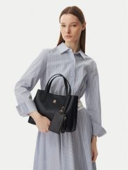 Tommy Hilfiger Torebka Th Icon Mini Satchel AW0AW18722 Czarny. Czarne torebki klasyczne Tommy Hilfiger, bez wzorów, ze skóry, bez dodatków. Za 649.99 zł.