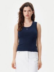 Tommy Jeans Top Essential DW0DW20673 Granatowy Slim Fit. Niebieskie topy Tommy Jeans, xs, bez wzorów, z bawełny, bez kołnierzyka, bez ramiączek. Za 89.99 zł.