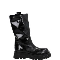 BOTKI DAMSKIE H96 NAPLAK NERO. Botki Venezia, bez wzorów, ze skóry, bez obcasa, bez zapięcia. Za 249.00 zł.