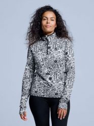 Bluza narciarska - Damska - Cabin Life - Biały/czarny. Białe bluzy POEDERBAAS, na zimę, xs, bez wzorów, z elastanu, bez ramiączek, bez kaptura. Za 242.82 zł.