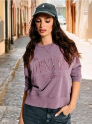 Bluza - fioletowy. Fioletowe bluzy Sinsay, l, bez wzorów, bez ramiączek, bez kaptura. Za 59.99 zł.