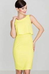 Elegancka Żółta Sukienka Na Szerokich Ramiączkach. Żółte sukienki Katrus, m, bez wzorów, z elastanu, eleganckie, bez kołnierzyka, bez ramiączek. Za 249.00 zł.