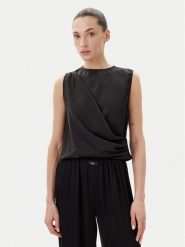 Eleh Bluzka ESS250183 Czarny Regular Fit. Czarne bluzki Eleh, m, bez wzorów, z syntetyku, bez kołnierzyka, bez ramiączek. Za 179.99 zł.