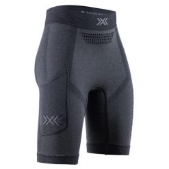 Spodenki biegowe damskie X-Bionic Xceed Run Short Tights szaro-czarne. Czarne szorty sportowe X BIONIC, bez wzorów, z materiału, do biegania. Za 379.99 zł.