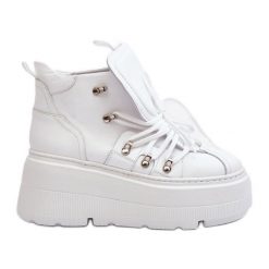 Zazoo 3416 Skórzane Damskie Buty Sportowe Białe. Białe buty treningowe na wiosnę, bez wzorów, ze skóry, bez zapięcia. Za 655.83 zł.