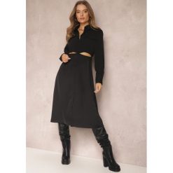 Czarna Sukienka Koszulowa Pumpa. Czarne sukienki Renee, m, bez wzorów, bez kołnierzyka, bez ramiączek, midi, koszulowe. W wyprzedaży za 127.99 zł.