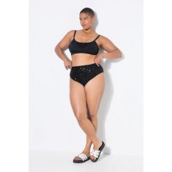 Damskie Figi od bikini wysoki stan cekiny. Czarne bikini Ulla Popken, bez wzorów, z elastanu. Za 123.99 zł.