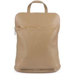 Plecak skórzany torebka 2w1 Vera Pelle S40 beżowy. Brązowe plecaki bez wzorów, ze skóry, przez ramię, duże, bez dodatków. Za 249.99 zł.
