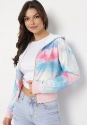 Różowo-Niebieska Bluza z Kapturem Szerokim Ściągaczem i Wzorem Tie-Dye Alreica. Czerwone bluzy Born2be, l, bez wzorów, z jeansu, bez ramiączek, z kapturem. W wyprzedaży za 63.74 zł.