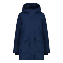 Parka damska z kapturem CMP. Niebieskie płaszcze CMP, bez wzorów, sportowe, z kapturem. Za 627.70 zł.