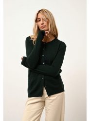 Just Cashmere Kaszmirowy kardigan "Katharine" w kolorze ciemnozielonym rozmiar: L. Zielone swetry Just Cashmere, l, bez wzorów, z kaszmiru, bez ramiączek. Za 369.99 zł.