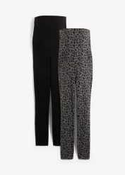 Legginsy ciążowe z bawełny organicznej (2 pary). Czarne legginsy bonprix, bez wzorów, z bawełny. Za 147.99 zł.
