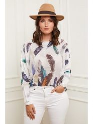 Curvy Lady Sweter w kolorze białym ze wzorem rozmiar: 48/50. Białe swetry Curvy Lady, bez wzorów, klasyczne, bez ramiączek. Za 108.74 zł.