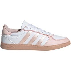 Buty adidas Breaknet Sleek IH5427 białe. Białe buty treningowe bez wzorów, z gumy, bez zapięcia. Za 319.61 zł.