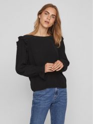 Vila Bluzka Fini 14084603 Czarny Regular Fit. Czarne bluzki Vila, bez wzorów, z wiskozy, bez kołnierzyka, bez ramiączek. Za 49.99 zł.