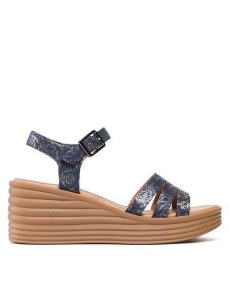Clara Barson Sandały WS155-03 Granatowy. Niebieskie sandały Clara Barson, bez wzorów, z materiału, bez obcasa, na koturnie, bez zapięcia. Za 63.99 zł.