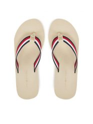 Tommy Hilfiger Japonki Th Corporate Wedge Beach Sandal FW0FW08520 Beżowy. Brązowe japonki Tommy Hilfiger, bez wzorów, z materiału. Za 139.99 zł.