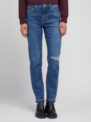 Lee Dżinsy - Slim fit - w kolorze niebieskim rozmiar: W28/L33. Niebieskie jeansy Lee, l, z aplikacjami, klasyczne, z podwyższonym stanem. Za 110.29 zł.