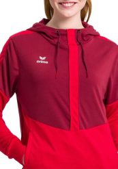 Damska bluza z kapturem Erima Squad. Czerwone bluzy Erima, bez wzorów, z bawełny, sportowe, bez ramiączek, z kapturem. Za 194.95 zł.
