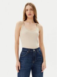 Morgan Top 251-DIDOA Beżowy Slim Fit. Brązowe topy Morgan, l, bez wzorów, z wiskozy, bez kołnierzyka, bez ramiączek. Za 99.99 zł.