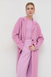 BOSS płaszcz wełniany kolor różowy przejściowy. Czerwone płaszcze Boss, bez wzorów, z materiału, klasyczne, bez kaptura. Za 2,749.90 zł.