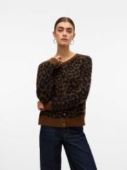 Vero Moda Kardigan w kolorze jasnobrązowo-czarnym rozmiar: S. Brązowe swetry Vero Moda, s, bez wzorów, z wełny, bez ramiączek. Za 100.04 zł.