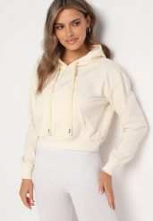 Jasnobeżowa Bluza z Dodatkiem Bawełny z Kapturem Wykończona Ściągaczami Evista. Brązowe bluzy Born2be, l, bez wzorów, z bawełny, biznesowe, bez ramiączek, z kapturem. W wyprzedaży za 29.74 zł.