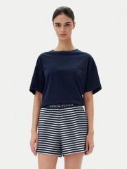 Tommy Hilfiger Piżama UW0UW05760 Granatowy Regular Fit. Niebieskie piżamy Tommy Hilfiger, xs, bez wzorów, z bawełny, bez kołnierzyka, bez ramiączek. Za 249.99 zł.