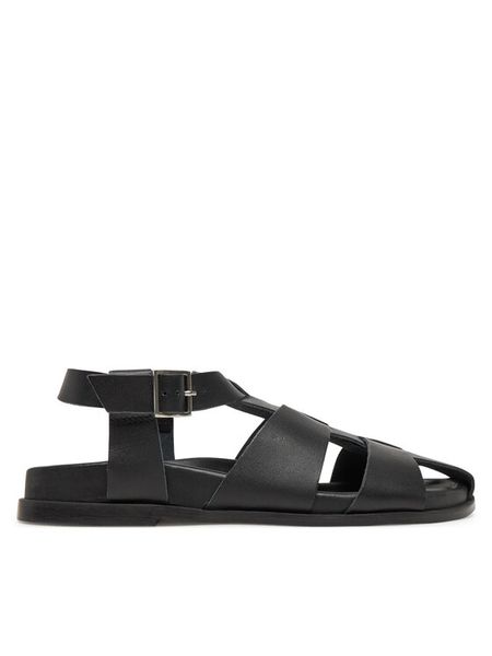 Bronx Sandały 85083-U Czarny. Czarne sandały Bronx, bez wzorów, ze skóry, bez obcasa, na płaskiej podeszwie, bez zapięcia. Za 289.99 zł.