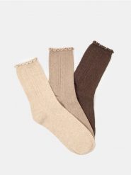 Skarpetki z bawełną 3 pack - beżowy. Brązowe skarpetki Sinsay, bez wzorów, z bawełny. Za 12.99 zł.