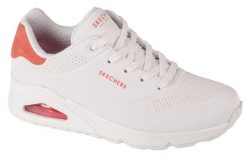 Buty sportowe Sneakersy damskie, Skechers Uno - Pop Back. Białe buty treningowe Skechers, bez wzorów, z materiału, przed kostkę, bez zapięcia, trekkingowe. Za 445.00 zł.