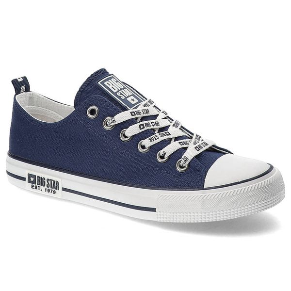 Granatowe Trampki Big Star Damskie Modne Obuwie. Niebieskie trampki BIG STAR, bez wzorów, retro, bez zapięcia. Za 99.00 zł.