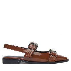 Sandały Badura. Brązowe sandały Badura, bez wzorów, bez obcasa, na płaskiej podeszwie, bez zapięcia. Za 349.99 zł.