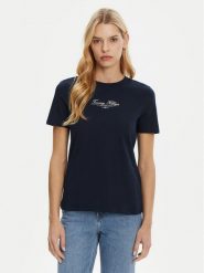 Tommy Hilfiger T-Shirt WW0WW45428 Granatowy Regular Fit. Niebieskie t-shirty Tommy Hilfiger, xxs, bez wzorów, z bawełny, bez kołnierzyka, bez ramiączek. Za 139.99 zł.