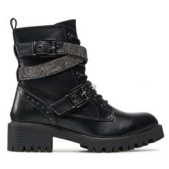 Trapery DeeZee. Czarne traperki DeeZee, bez wzorów, bez obcasa, bez zapięcia. Za 159.99 zł.
