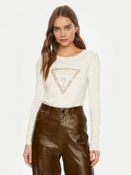 Guess Bluzka W5RR39 Z2NQ2 Biały Regular Fit. Białe bluzki Guess, s, z aplikacjami, z wiskozy, bez kołnierzyka, bez ramiączek. Za 209.99 zł.