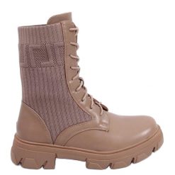 BM Workery z elastyczną cholewką Calling Khaki beżowy brązowe. Brązowe botki BM, bez wzorów, z materiału, bez obcasa, bez zapięcia. Za 173.14 zł.
