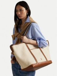 Polo Ralph Lauren Torebka 428973072001 Beżowy. Brązowe shopper bag Polo Ralph Lauren, bez wzorów, z materiału, bez dodatków. Za 1,599.00 zł.