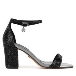Sandały Nine West. Czarne sandały Nine West, bez wzorów, bez obcasa, na słupku, bez zapięcia. Za 174.99 zł.